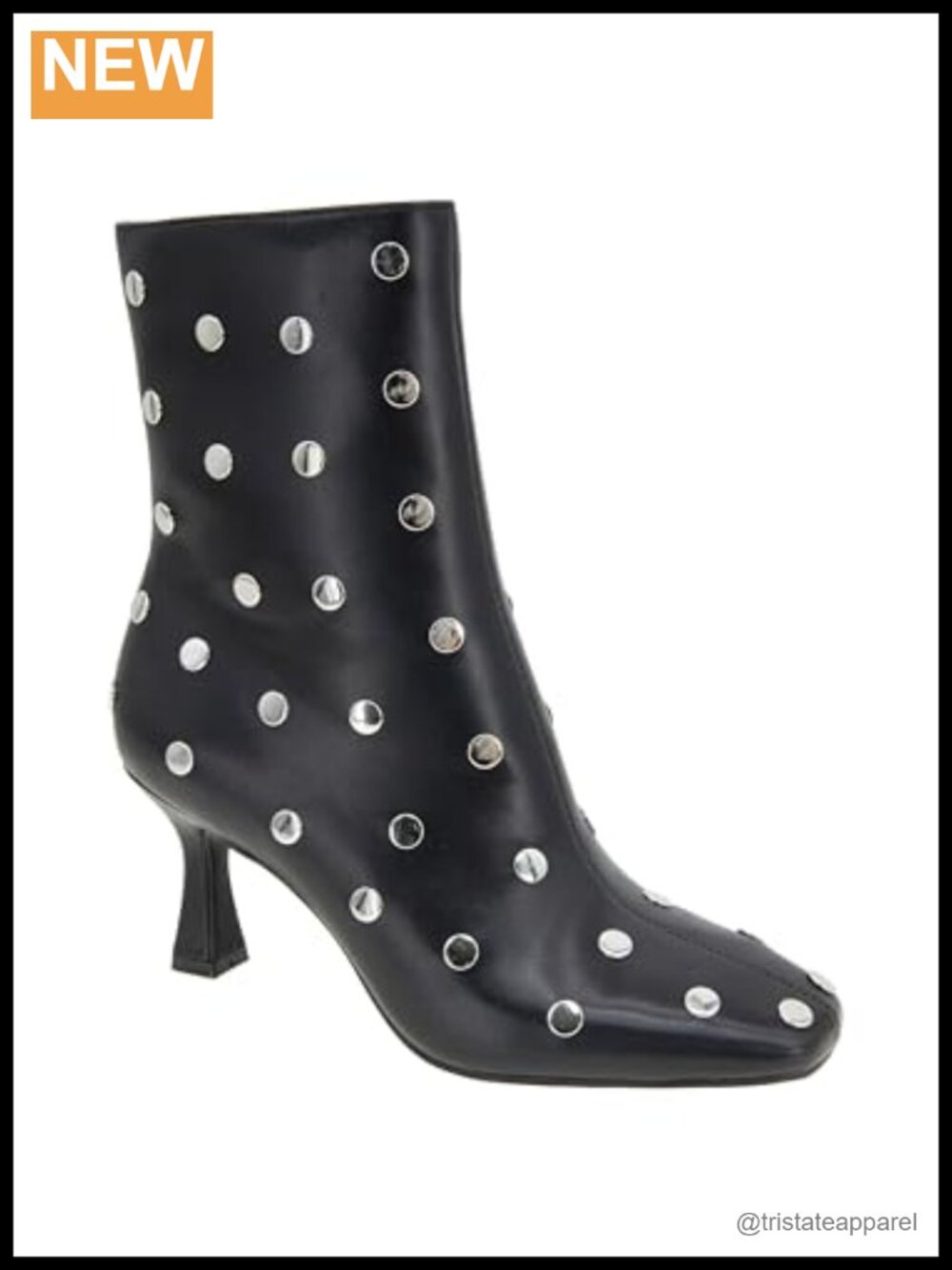 Women's Mid-Calf Bootie with Snip Toe and Flare Heel, Faux Leather, Zip Closure